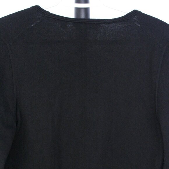 Boss Hugo Boss Fily Black Wool Blend‎ Deep V-Neck Ribbed Peplum Cardigan Sz L - Picture 9 of 13